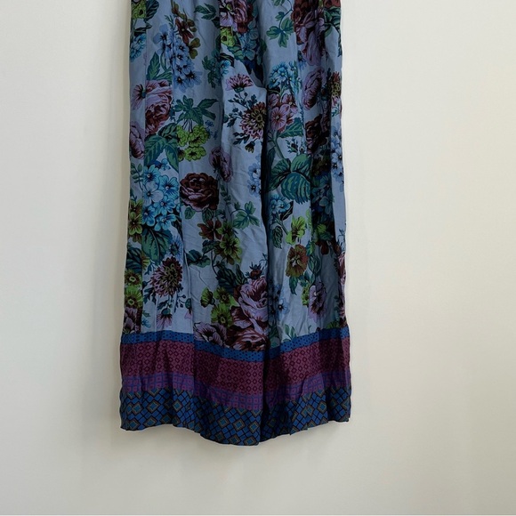 Anthropologie Maeve Pants Terrace Floral Palazzo Pants 10 purple blue flowy wide - Picture 14 of 15
